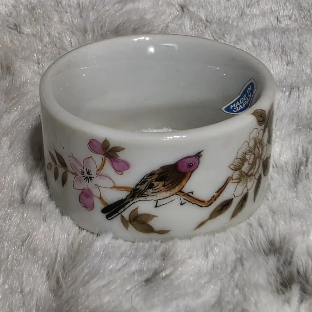 6 Vintage Shafford Chinese Garden Porcelain Napkin Rings Japan Hand-Painted Bird